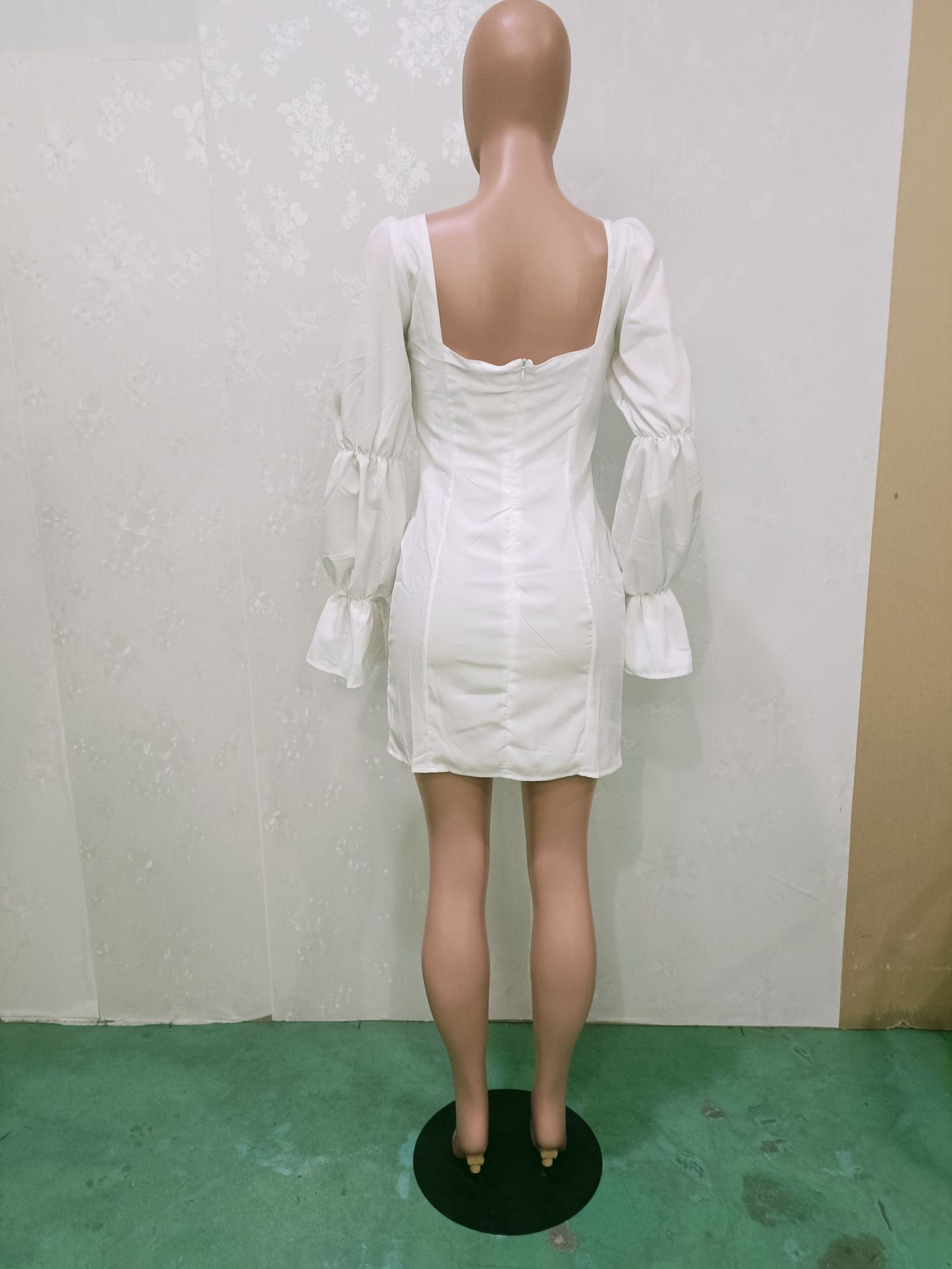 CM.YAYA Women Mini Dress Solid Full Puff Sleeve Square Collar Bandage Stretchy Bodycon Dresses Sexy Fashion Vestidos Summer 2021 CM.YAYA Women Mini Dress Solid Full Puff Sleeve Square Collar Bandage Stretchy Bodycon Dresses Sexy Fashion Vestidos Summer 2021