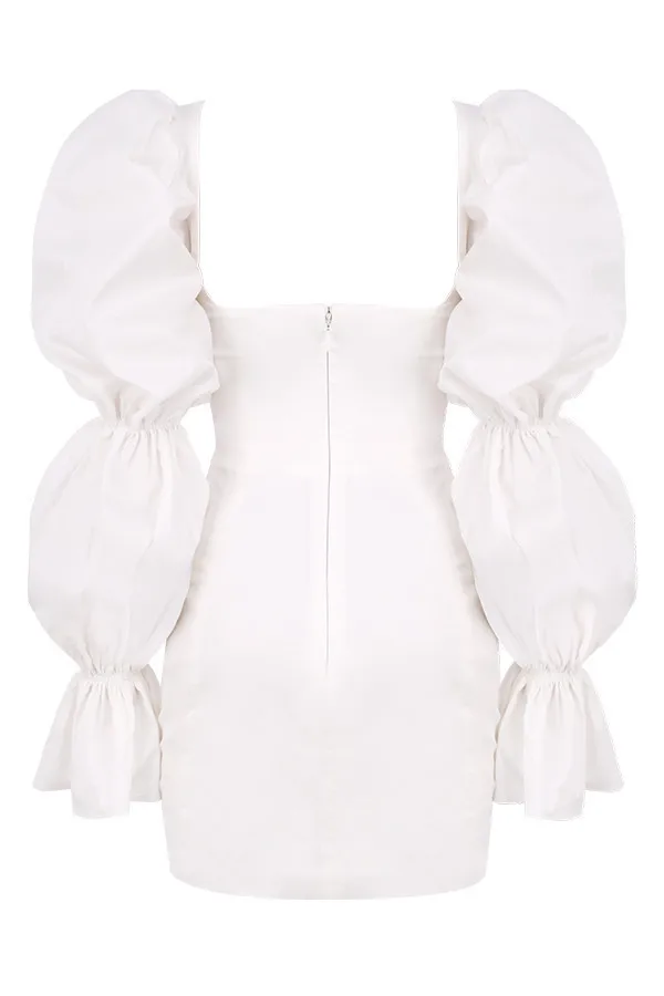 CM.YAYA Women Mini Dress Solid Full Puff Sleeve Square Collar Bandage Stretchy Bodycon Dresses Sexy Fashion Vestidos Summer 2021 CM.YAYA Women Mini Dress Solid Full Puff Sleeve Square Collar Bandage Stretchy Bodycon Dresses Sexy Fashion Vestidos Summer 2021