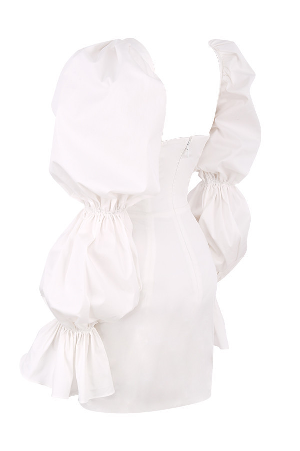 CM.YAYA Women Mini Dress Solid Full Puff Sleeve Square Collar Bandage Stretchy Bodycon Dresses Sexy Fashion Vestidos Summer 2021 CM.YAYA Women Mini Dress Solid Full Puff Sleeve Square Collar Bandage Stretchy Bodycon Dresses Sexy Fashion Vestidos Summer 2021