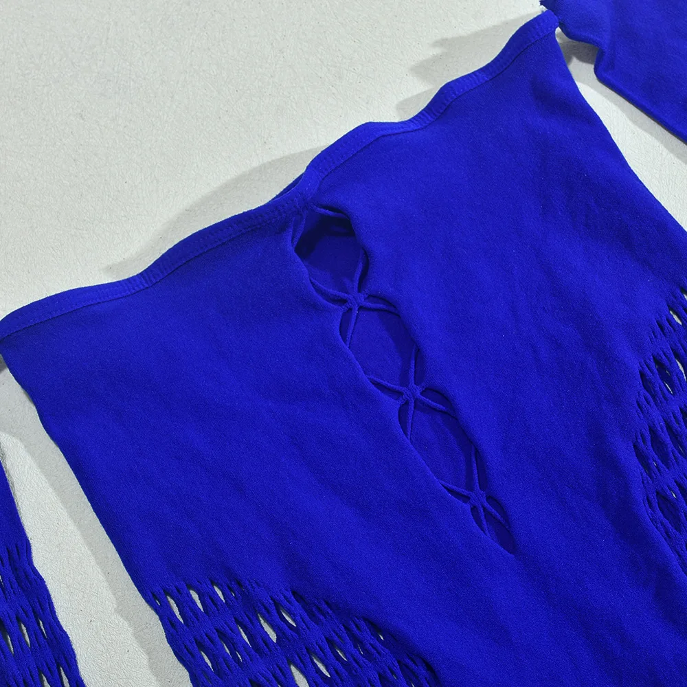 CM.YAYA Summer Full Sleeve Long Dress Mesh Hollow Out 2024 Strapless Evening Vestidos Sexy Party Club Maxi Dresses Vestidos