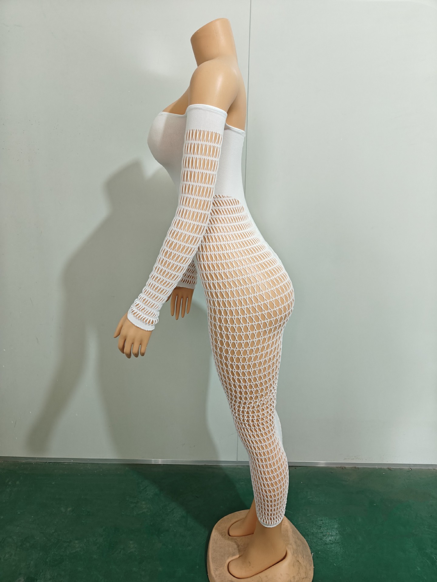 CM.YAYA Summer Full Sleeve Long Dress Mesh Hollow Out 2024 Strapless Evening Vestidos Sexy Party Club Maxi Dresses Vestidos