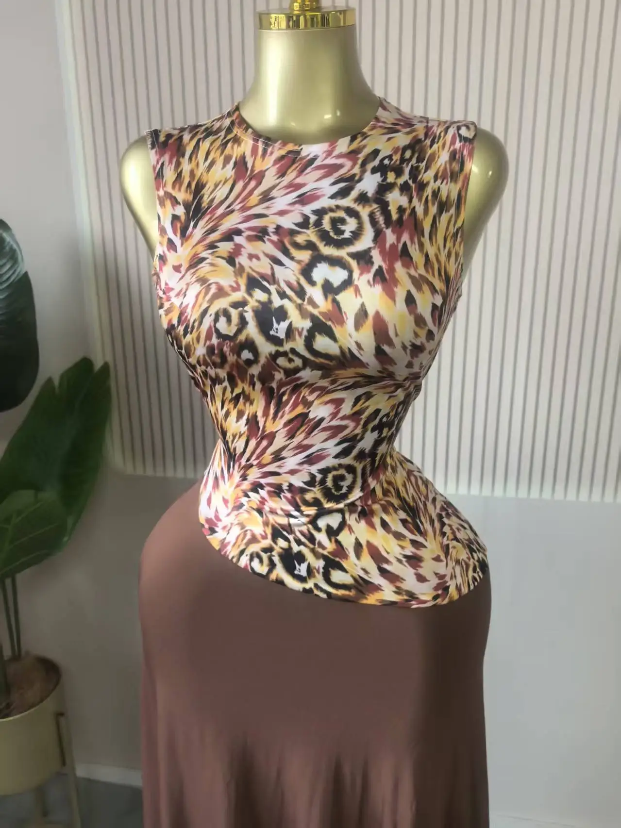 CM.YAYA Women Leopard Printed Patchwork Fit and Flare Long Maxi Dress 2025 Evening Party Education Vacation Dresses Vestidos CM.YAYA Women Leopard Printed Patchwork Fit and Flare Long Maxi Dress 2025 Evening Party Education Vacation Dresses Vestidos