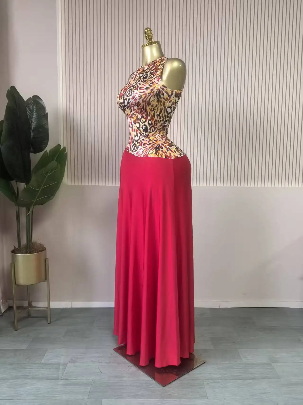 CM.YAYA Women Leopard Printed Patchwork Fit and Flare Long Maxi Dress 2025 Evening Party Education Vacation Dresses Vestidos CM.YAYA Women Leopard Printed Patchwork Fit and Flare Long Maxi Dress 2025 Evening Party Education Vacation Dresses Vestidos