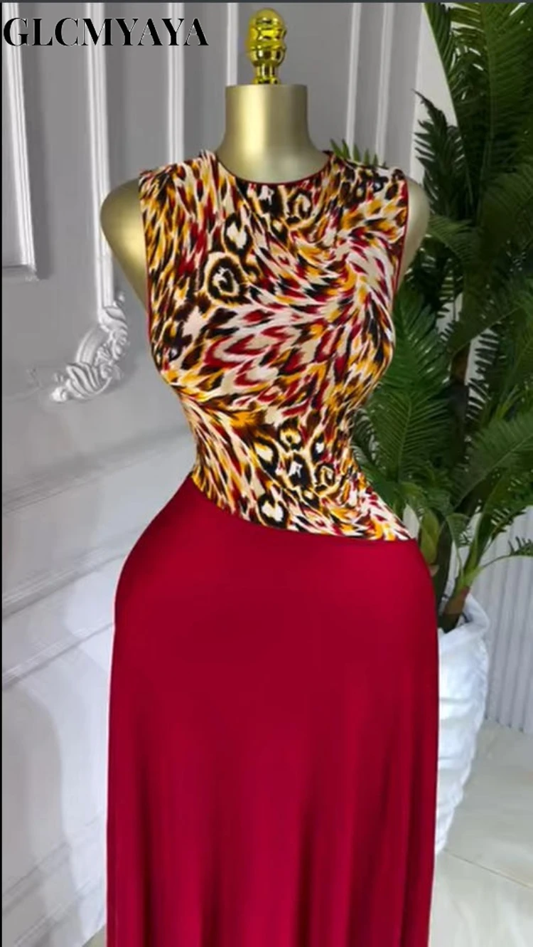 CM.YAYA Women Leopard Printed Patchwork Fit and Flare Long Maxi Dress 2025 Evening Party Education Vacation Dresses Vestidos CM.YAYA Women Leopard Printed Patchwork Fit and Flare Long Maxi Dress 2025 Evening Party Education Vacation Dresses Vestidos