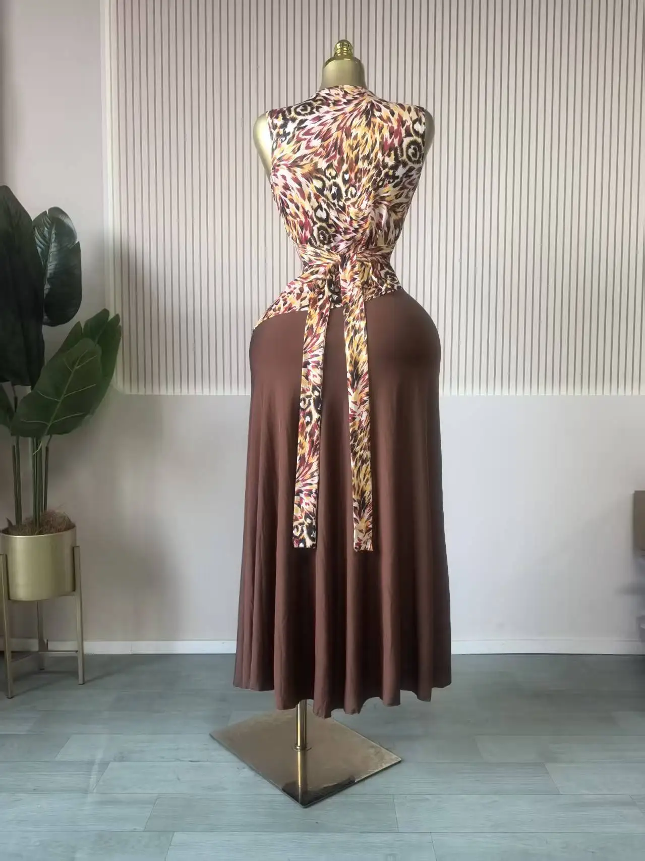 CM.YAYA Women Leopard Printed Patchwork Fit and Flare Long Maxi Dress 2025 Evening Party Education Vacation Dresses Vestidos CM.YAYA Women Leopard Printed Patchwork Fit and Flare Long Maxi Dress 2025 Evening Party Education Vacation Dresses Vestidos