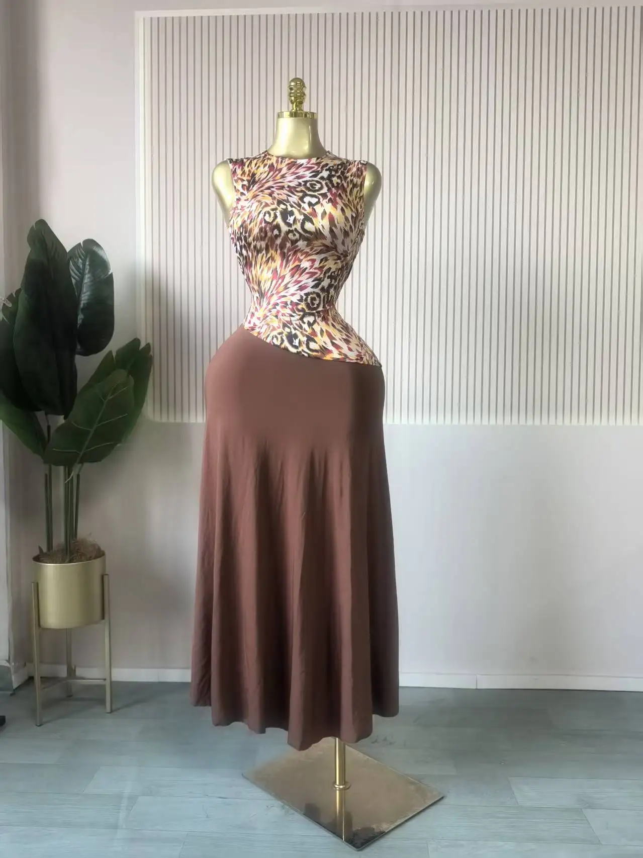 CM.YAYA Women Leopard Printed Patchwork Fit and Flare Long Maxi Dress 2025 Evening Party Education Vacation Dresses Vestidos CM.YAYA Women Leopard Printed Patchwork Fit and Flare Long Maxi Dress 2025 Evening Party Education Vacation Dresses Vestidos