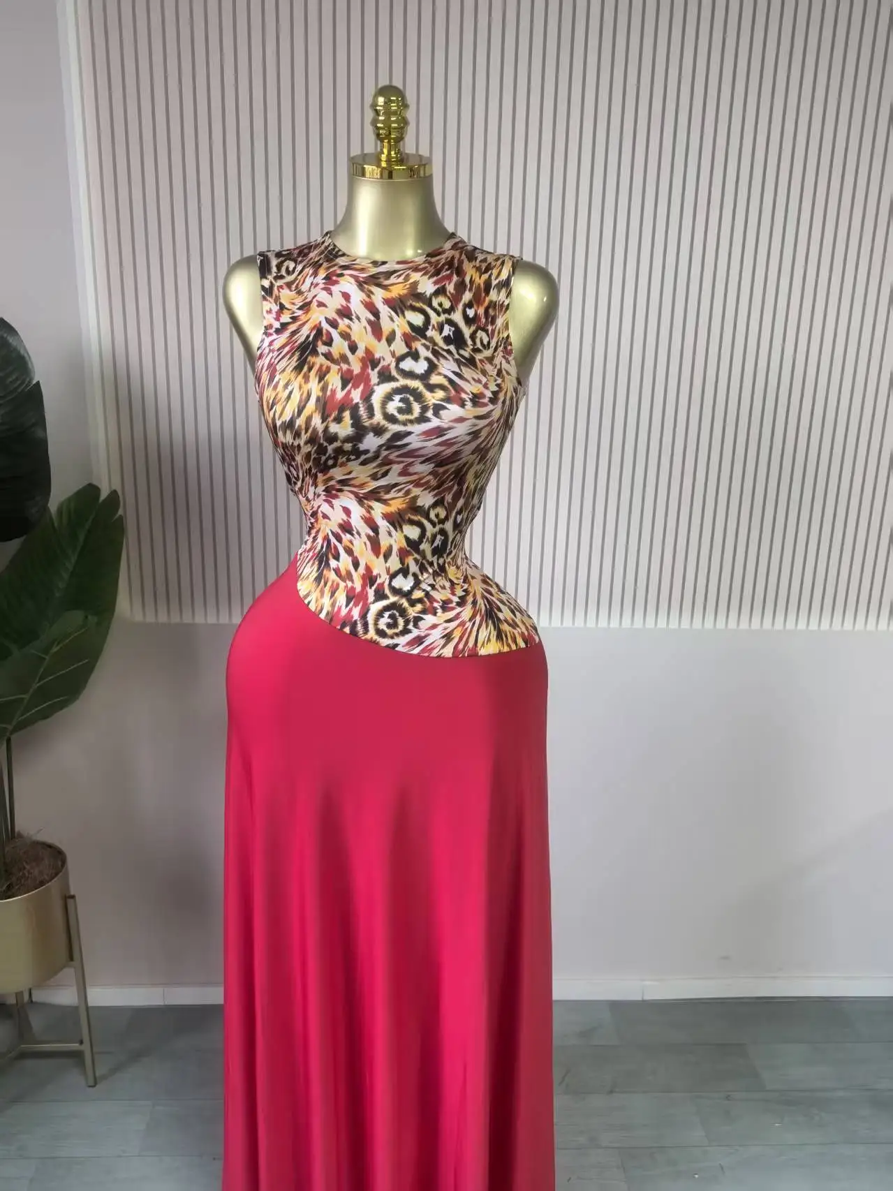 CM.YAYA Women Leopard Printed Patchwork Fit and Flare Long Maxi Dress 2025 Evening Party Education Vacation Dresses Vestidos CM.YAYA Women Leopard Printed Patchwork Fit and Flare Long Maxi Dress 2025 Evening Party Education Vacation Dresses Vestidos