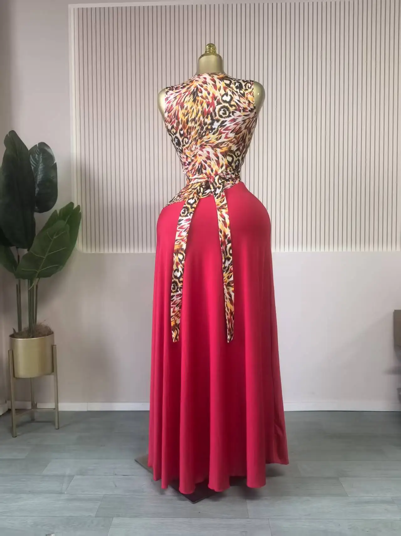 CM.YAYA Women Leopard Printed Patchwork Fit and Flare Long Maxi Dress 2025 Evening Party Education Vacation Dresses Vestidos CM.YAYA Women Leopard Printed Patchwork Fit and Flare Long Maxi Dress 2025 Evening Party Education Vacation Dresses Vestidos