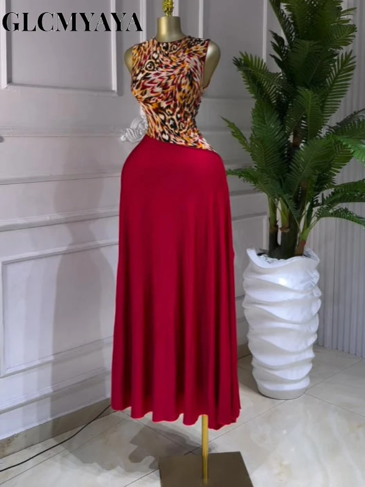 CM.YAYA Women Leopard Printed Patchwork Fit and Flare Long Maxi Dress 2025 Evening Party Education Vacation Dresses Vestidos CM.YAYA Women Leopard Printed Patchwork Fit and Flare Long Maxi Dress 2025 Evening Party Education Vacation Dresses Vestidos