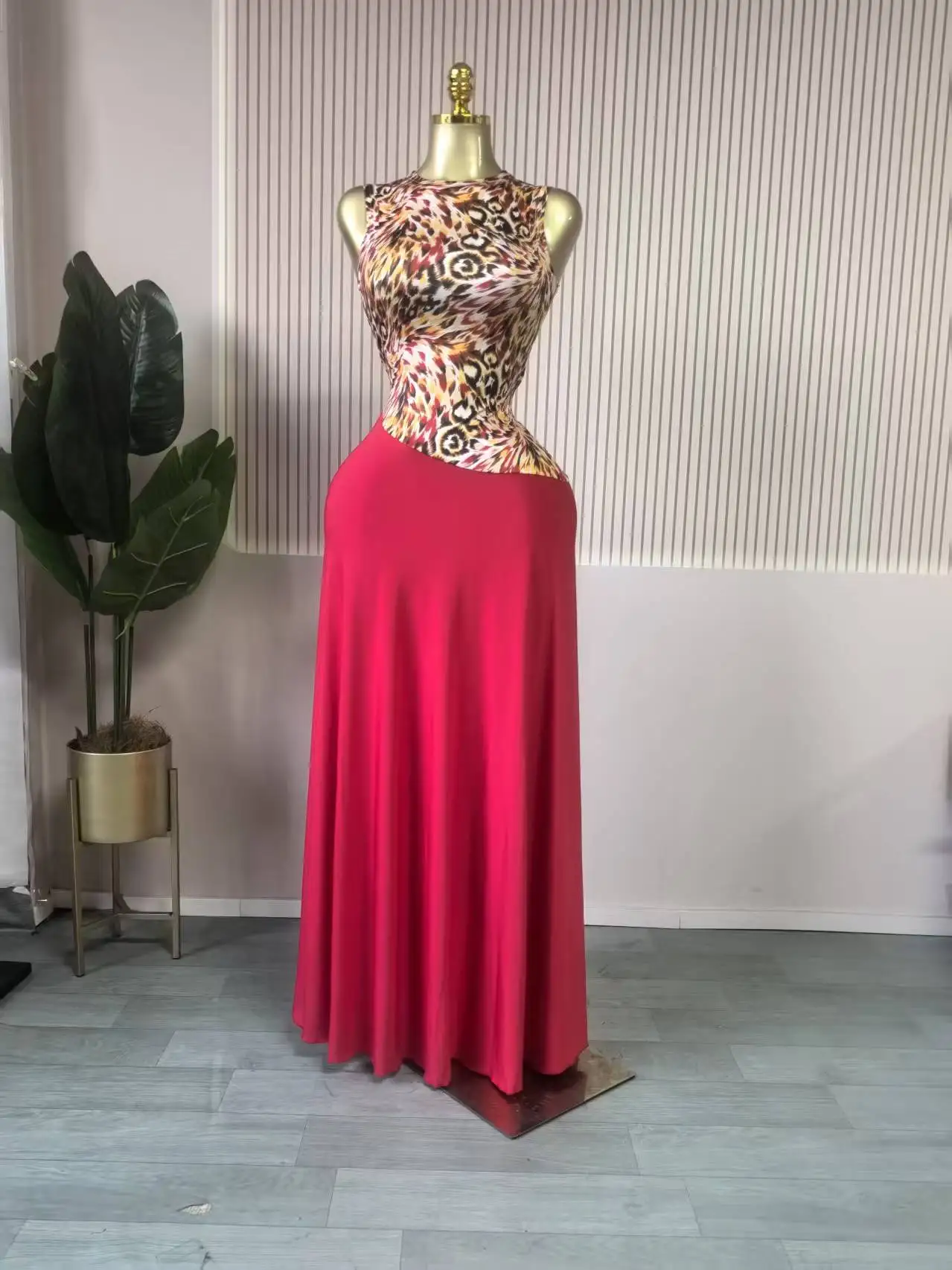 CM.YAYA Women Leopard Printed Patchwork Fit and Flare Long Maxi Dress 2025 Evening Party Education Vacation Dresses Vestidos CM.YAYA Women Leopard Printed Patchwork Fit and Flare Long Maxi Dress 2025 Evening Party Education Vacation Dresses Vestidos