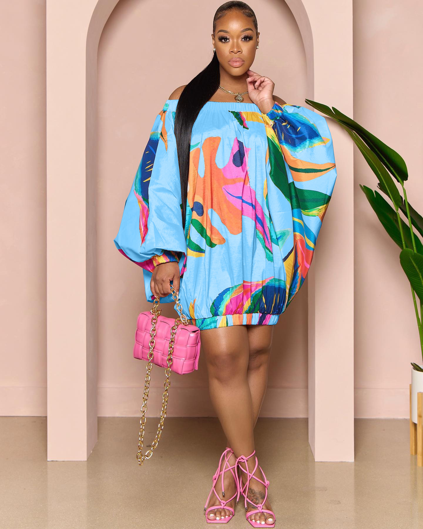 CM.YAYA Vintage Women Fashion Stretch Hem Off Shoulder Slash Neck Lantern Long Sleeve Printed Ball Gown Smock Dress Vestidos CM.YAYA Vintage Women Fashion Stretch Hem Off Shoulder Slash Neck Lantern Long Sleeve Printed Ball Gown Smock Dress Vestidos