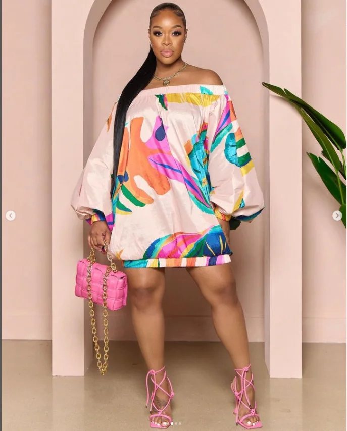 CM.YAYA Vintage Women Fashion Stretch Hem Off Shoulder Slash Neck Lantern Long Sleeve Printed Ball Gown Smock Dress Vestidos CM.YAYA Vintage Women Fashion Stretch Hem Off Shoulder Slash Neck Lantern Long Sleeve Printed Ball Gown Smock Dress Vestidos