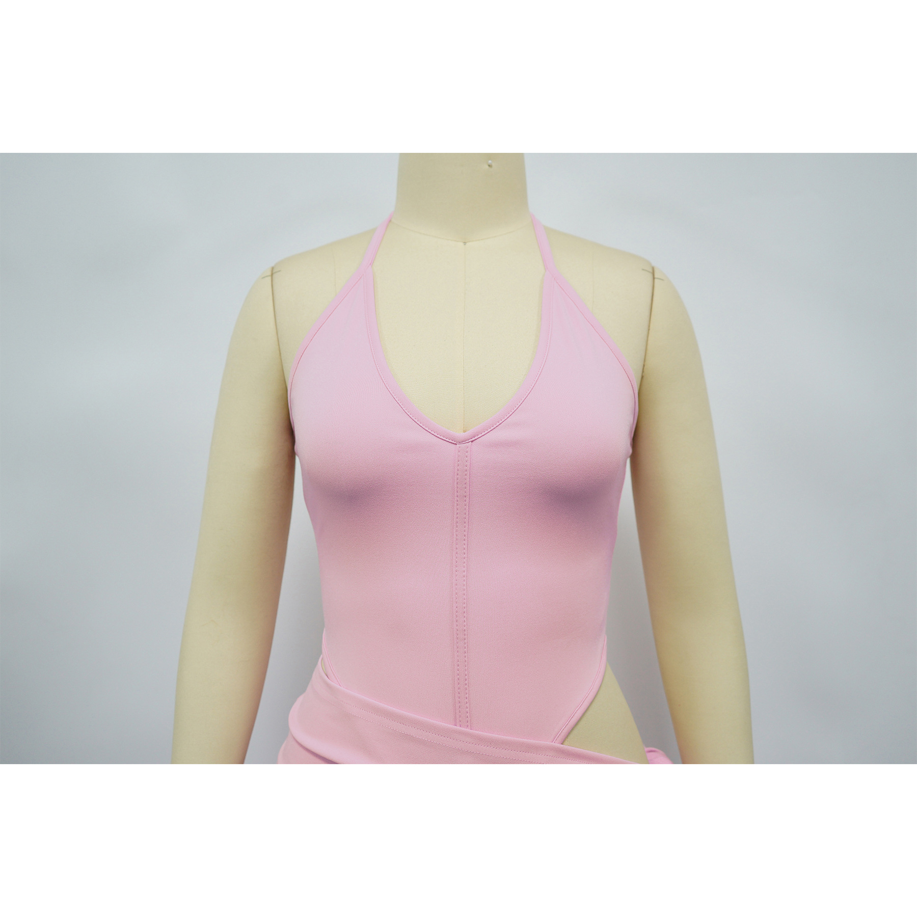 CM.YAYA Summer Women Halter Sleeveless V-Neck Tie Up High Side Split High Waist A-Line Dress Night Club Party Dresses Vestidos