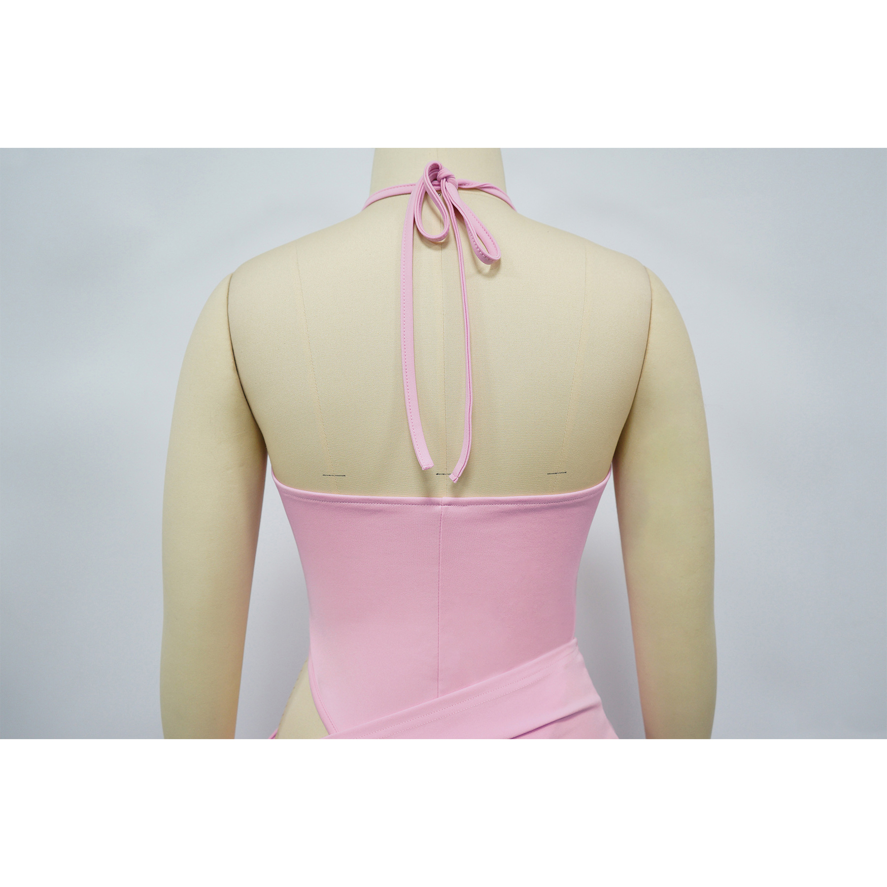 CM.YAYA Summer Women Halter Sleeveless V-Neck Tie Up High Side Split High Waist A-Line Dress Night Club Party Dresses Vestidos