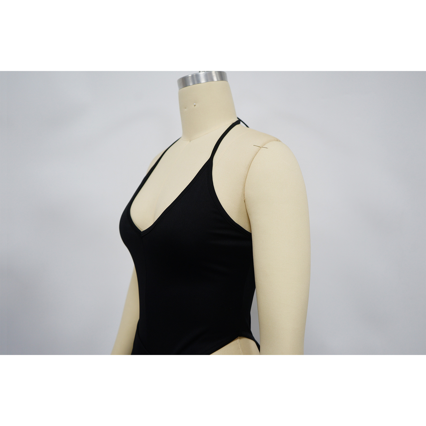 CM.YAYA Summer Women Halter Sleeveless V-Neck Tie Up High Side Split High Waist A-Line Dress Night Club Party Dresses Vestidos