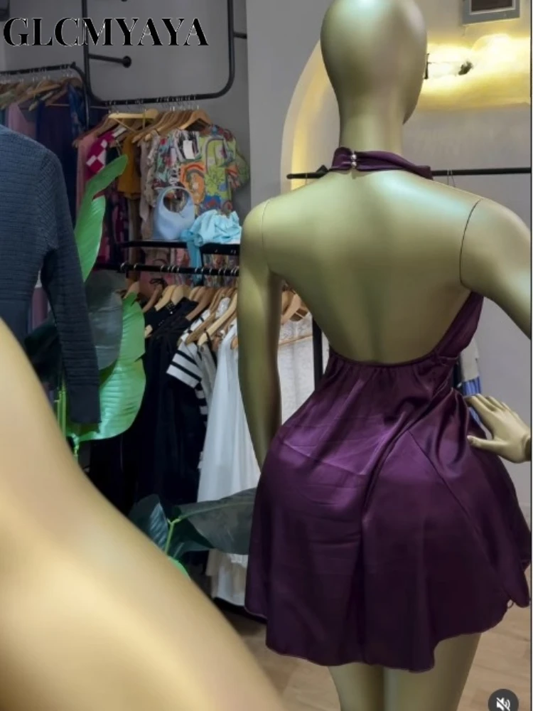 CM.YAYA Women Halter Neck Backless A-line Satin Midi Mini Formal Dress 2026 Elegant Street Education Party Cocktail Dresses CM.YAYA Women Halter Neck Backless A-line Satin Midi Mini Formal Dress 2026 Elegant Street Education Party Cocktail Dresses