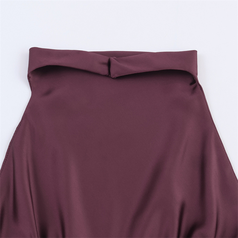 CM.YAYA Women Halter Neck Backless A-line Satin Midi Mini Formal Dress 2026 Elegant Street Education Party Cocktail Dresses