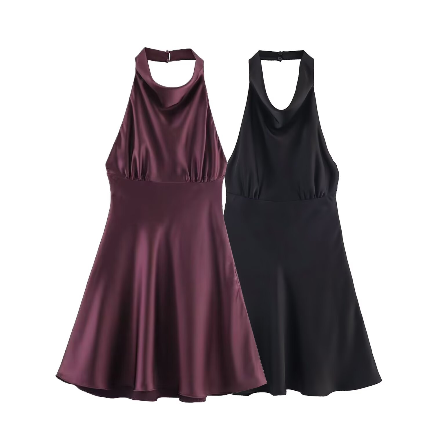 CM.YAYA Women Halter Neck Backless A-line Satin Midi Mini Formal Dress 2026 Elegant Street Education Party Cocktail Dresses