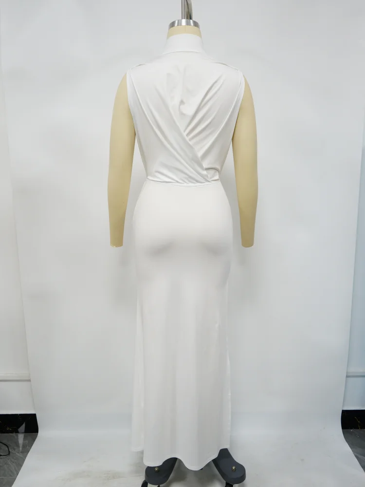 CM.YAYA Women O-neck High Split Ruched Stacked Bodycon Midi Maxi Dress 2024 Evening Party Club Vestidos Sexy Chic Long Dresses CM.YAYA Women O-neck High Split Ruched Stacked Bodycon Midi Maxi Dress 2024 Evening Party Club Vestidos Sexy Chic Long Dresses