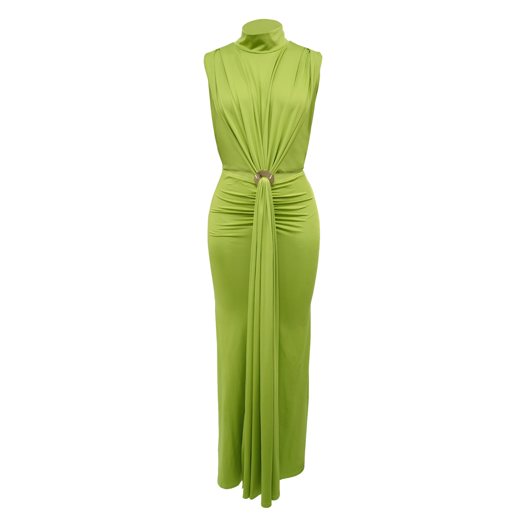 CM.YAYA Women O-neck High Split Ruched Stacked Bodycon Midi Maxi Dress 2024 Evening Party Club Vestidos Sexy Chic Long Dresses CM.YAYA Women O-neck High Split Ruched Stacked Bodycon Midi Maxi Dress 2024 Evening Party Club Vestidos Sexy Chic Long Dresses