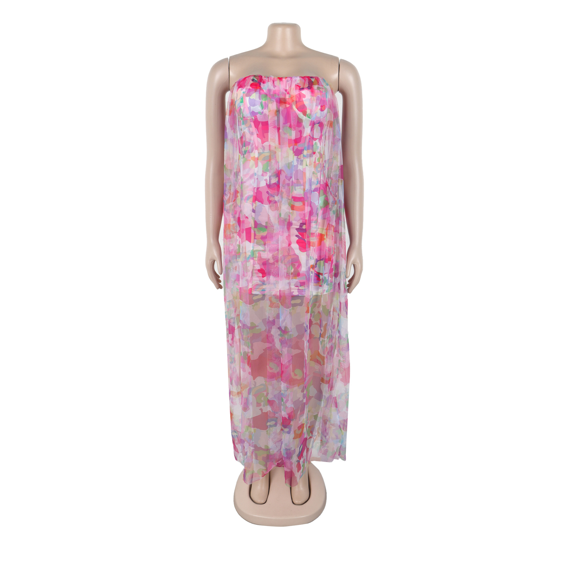 CM.YAYA Women Sleeveless Tie Dye Print Strapless Mesh Bodycon Midi Long Maxi Dress 2025 Birthday Club Party Vestido Sexy Dresses CM.YAYA Women Sleeveless Tie Dye Print Strapless Mesh Bodycon Midi Long Maxi Dress 2025 Birthday Club Party Vestido Sexy Dresses