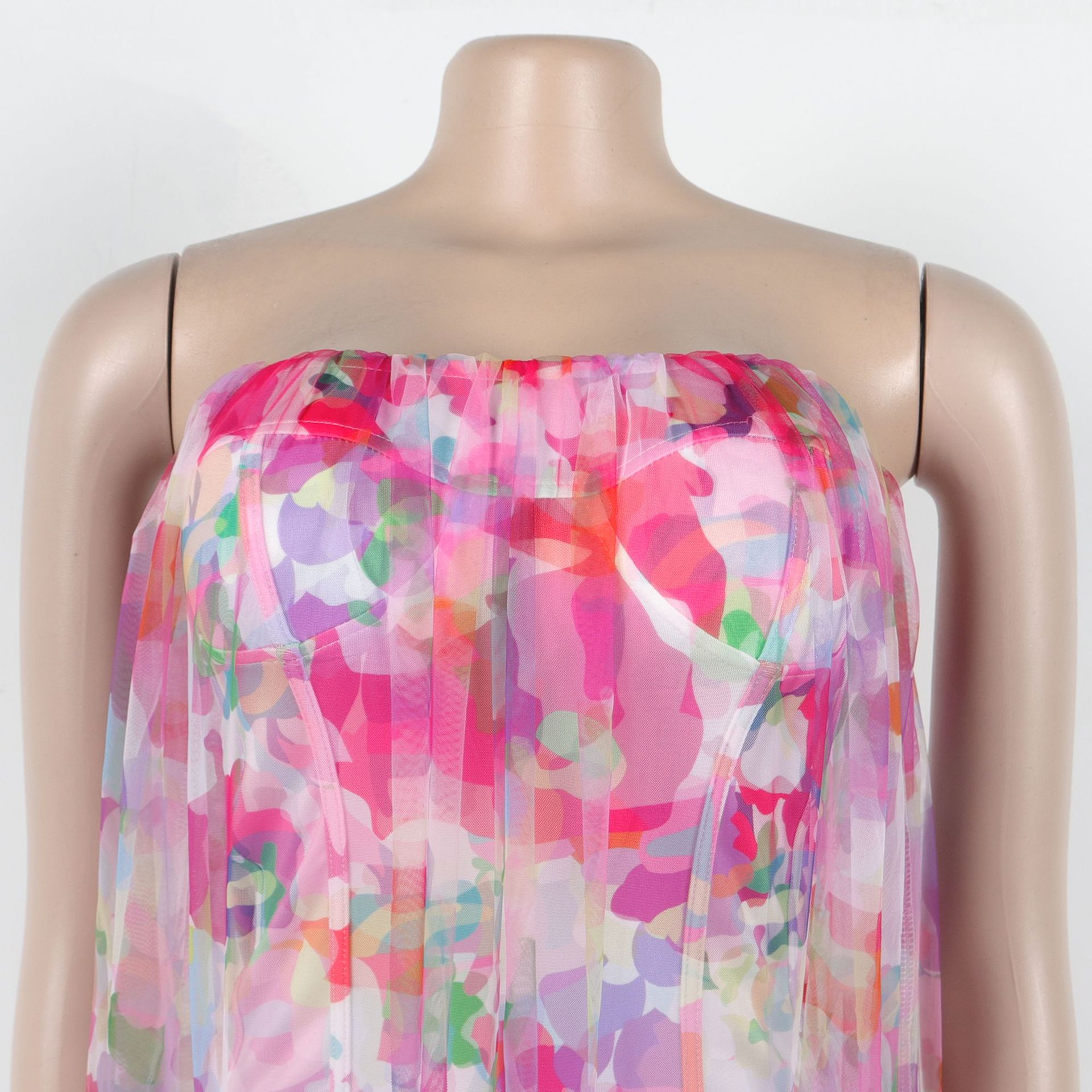 CM.YAYA Women Sleeveless Tie Dye Print Strapless Mesh Bodycon Midi Long Maxi Dress 2025 Birthday Club Party Vestido Sexy Dresses CM.YAYA Women Sleeveless Tie Dye Print Strapless Mesh Bodycon Midi Long Maxi Dress 2025 Birthday Club Party Vestido Sexy Dresses