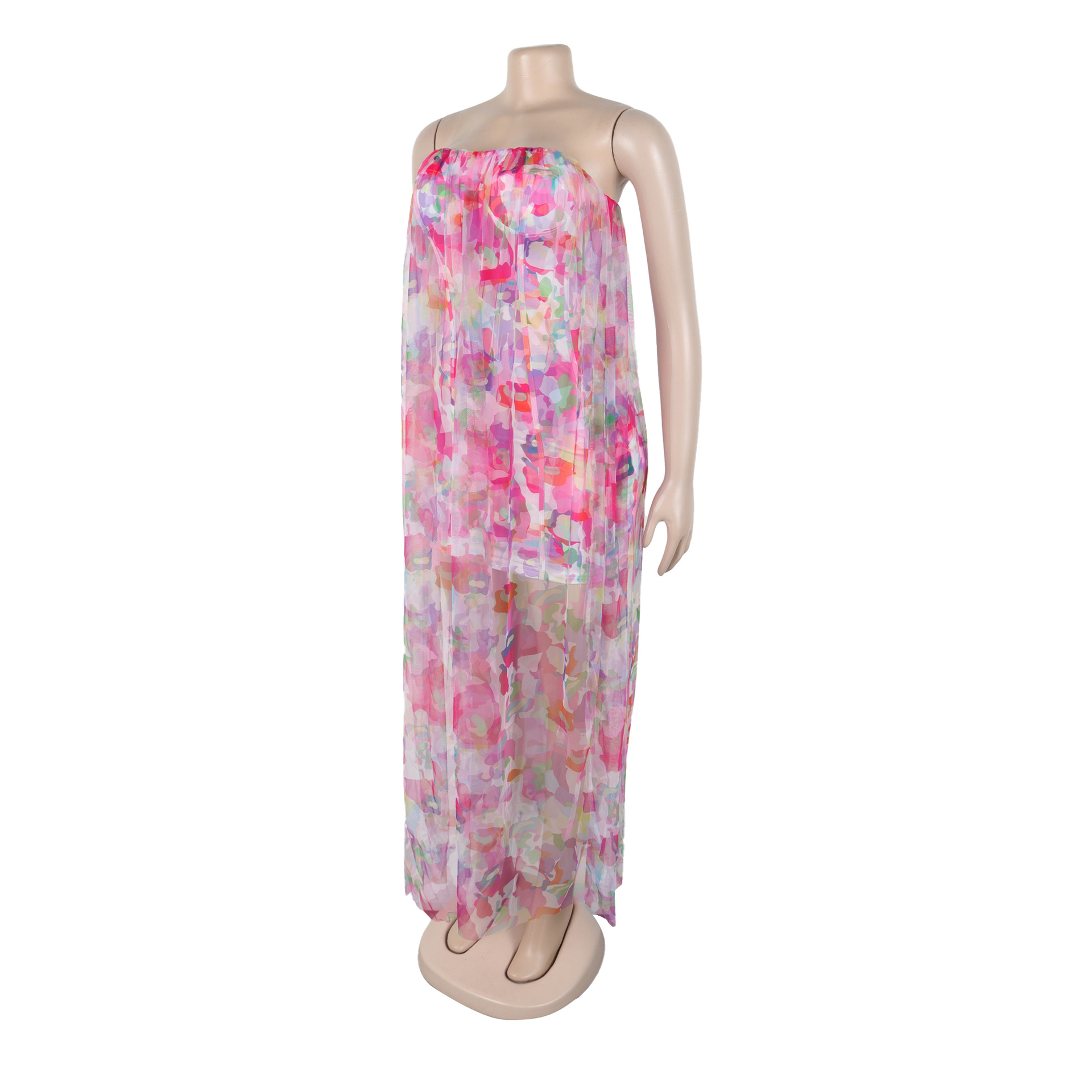 CM.YAYA Women Sleeveless Tie Dye Print Strapless Mesh Bodycon Midi Long Maxi Dress 2025 Birthday Club Party Vestido Sexy Dresses CM.YAYA Women Sleeveless Tie Dye Print Strapless Mesh Bodycon Midi Long Maxi Dress 2025 Birthday Club Party Vestido Sexy Dresses