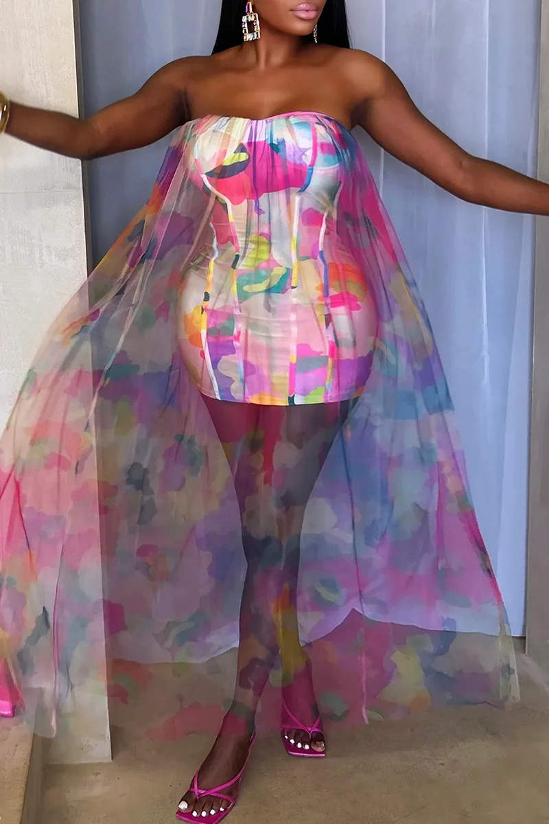 CM.YAYA Women Sleeveless Tie Dye Print Strapless Mesh Bodycon Midi Long Maxi Dress 2025 Birthday Club Party Vestido Sexy Dresses CM.YAYA Women Sleeveless Tie Dye Print Strapless Mesh Bodycon Midi Long Maxi Dress 2025 Birthday Club Party Vestido Sexy Dresses