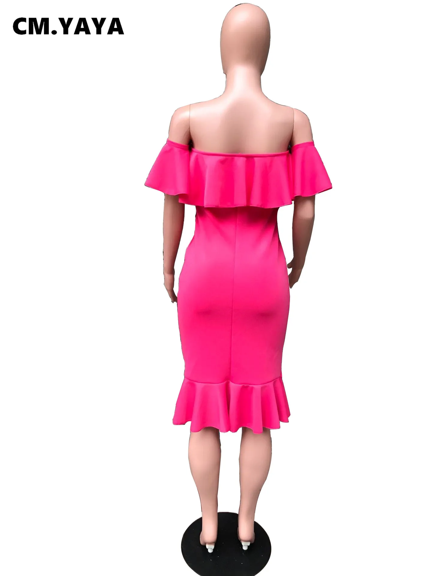 CM.YAYA Women Party Dress Solid Off Shoulder Ruffles Bodycon Trumpet Dresses Elegant Gorgeous Evening Vestidos Autumn Clothes CM.YAYA Women Party Dress Solid Off Shoulder Ruffles Bodycon Trumpet Dresses Elegant Gorgeous Evening Vestidos Autumn Clothes