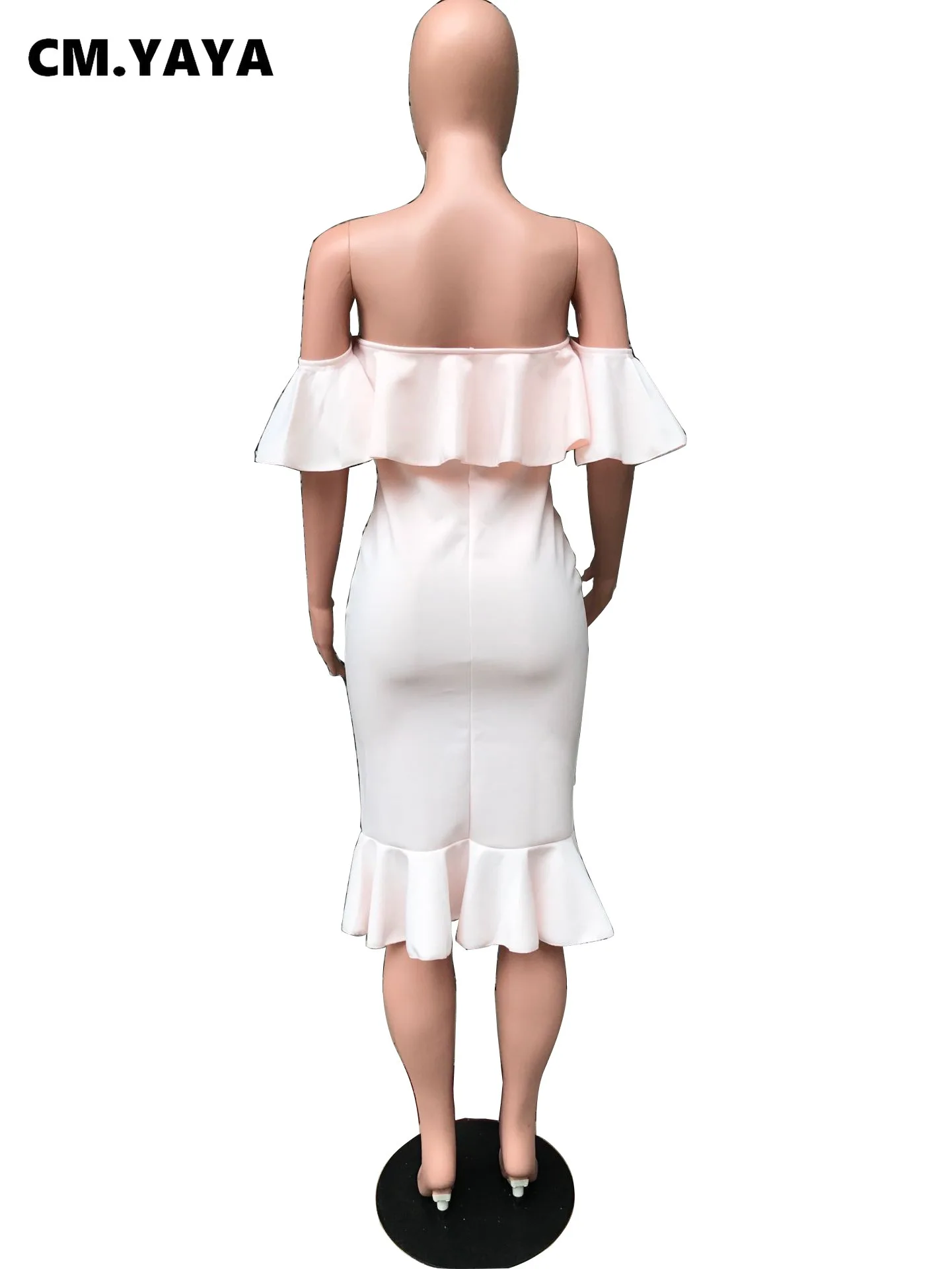 CM.YAYA Women Party Dress Solid Off Shoulder Ruffles Bodycon Trumpet Dresses Elegant Gorgeous Evening Vestidos Autumn Clothes CM.YAYA Women Party Dress Solid Off Shoulder Ruffles Bodycon Trumpet Dresses Elegant Gorgeous Evening Vestidos Autumn Clothes