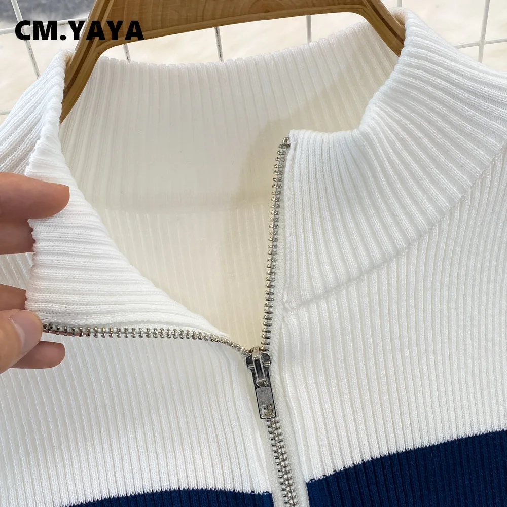 CM.YAYA Fashion Women striped knit Sleeveless Active Sporty Bodycon Mini Dress 2025 Summer Vacation Fitness Streetwear Dresses