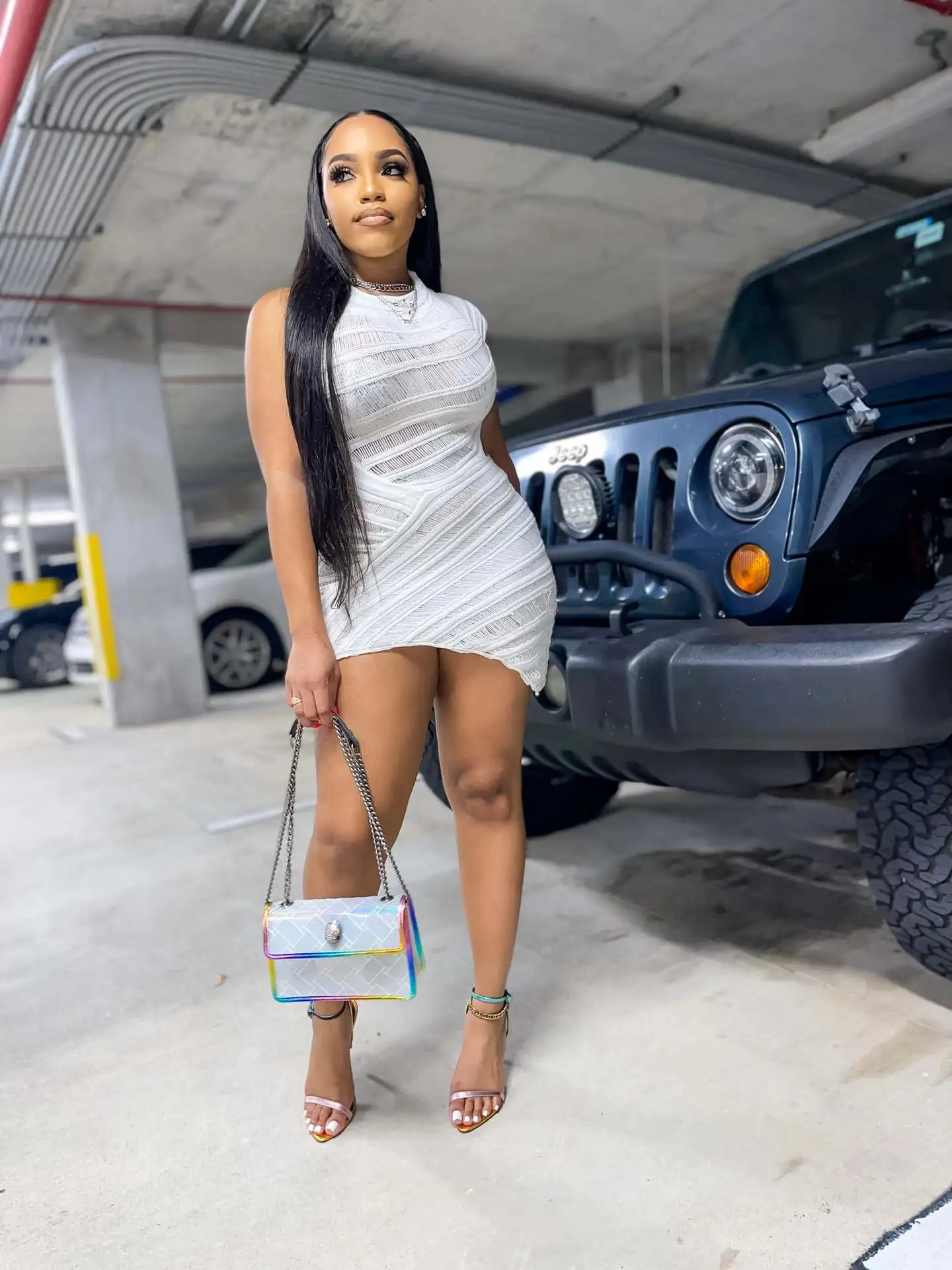 CM.YAYA Women Knit Ribbed Skew Neck Cutout Waist Irregular Bodycon Midi Dress 2023 Summer Sexy Party Vestidos Dresses