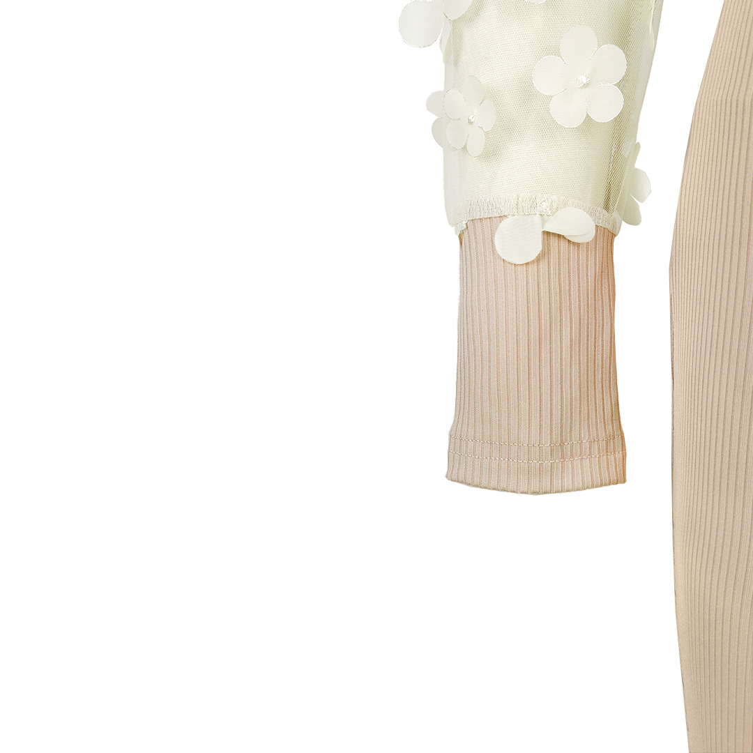 CM.YAYA Elegant Women Floral Applique Mesh Long Sleeve Knit Ribbed Sweater Dress Fashion Autumn Winter Bodycon Dresses Vestidos CM.YAYA Elegant Women Floral Applique Mesh Long Sleeve Knit Ribbed Sweater Dress Fashion Autumn Winter Bodycon Dresses Vestidos