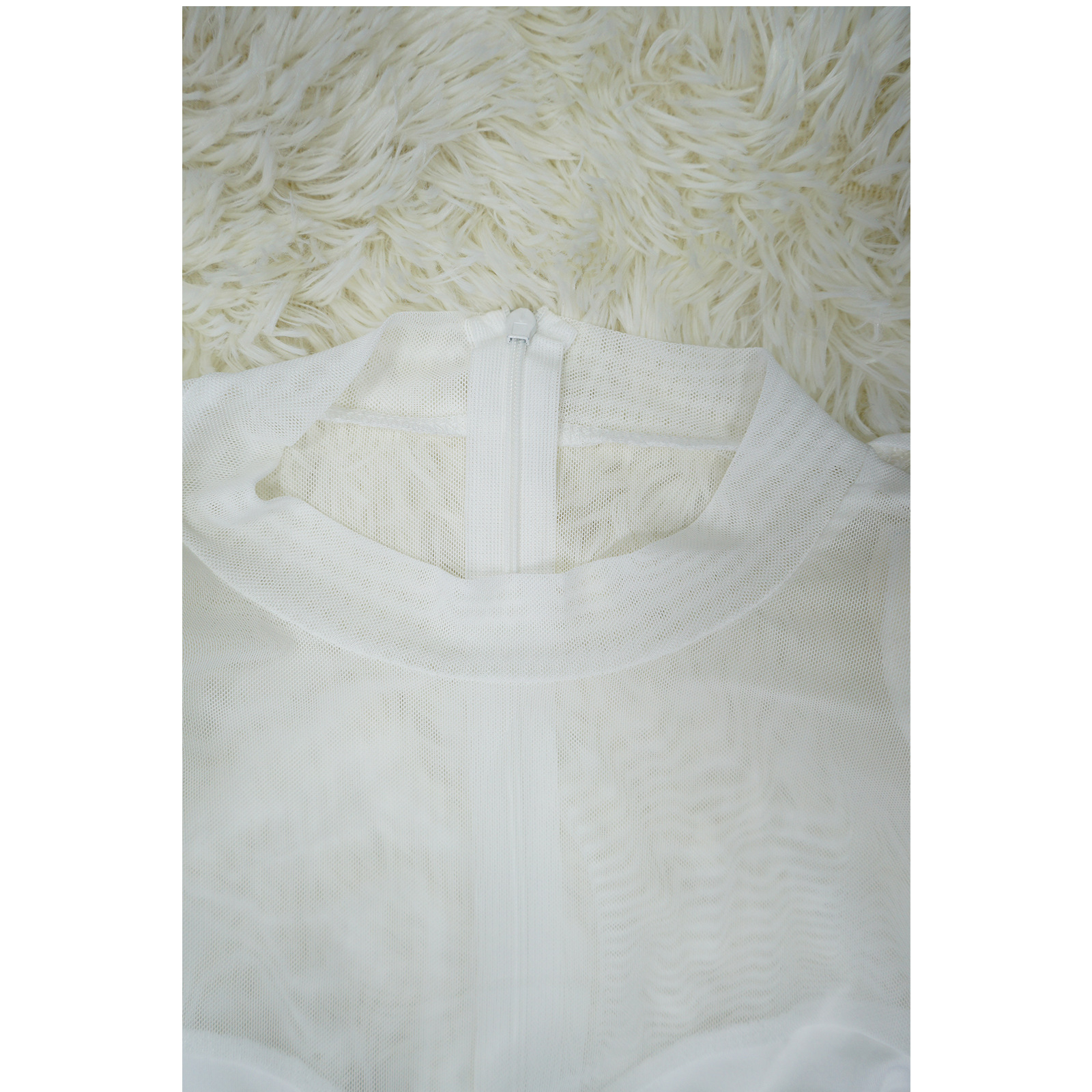 CM.YAYA Women Mesh Patchwork Long Sleeve O-neck T-shirt Ruched Up Irregular Bodycon Midi Dress 2023 Evening Sexy Dresses Vestido