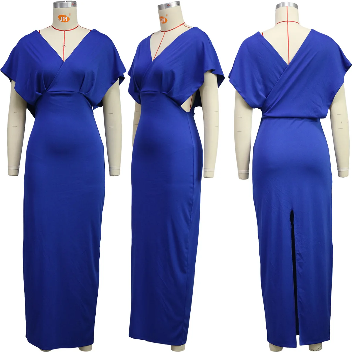 CM.YAYA Vintage Women Batwing Short Sleeve Wrap V-neck Bodycon Midi Maxi Long Dress 2023 Fashion Sexy Party Street Dresses