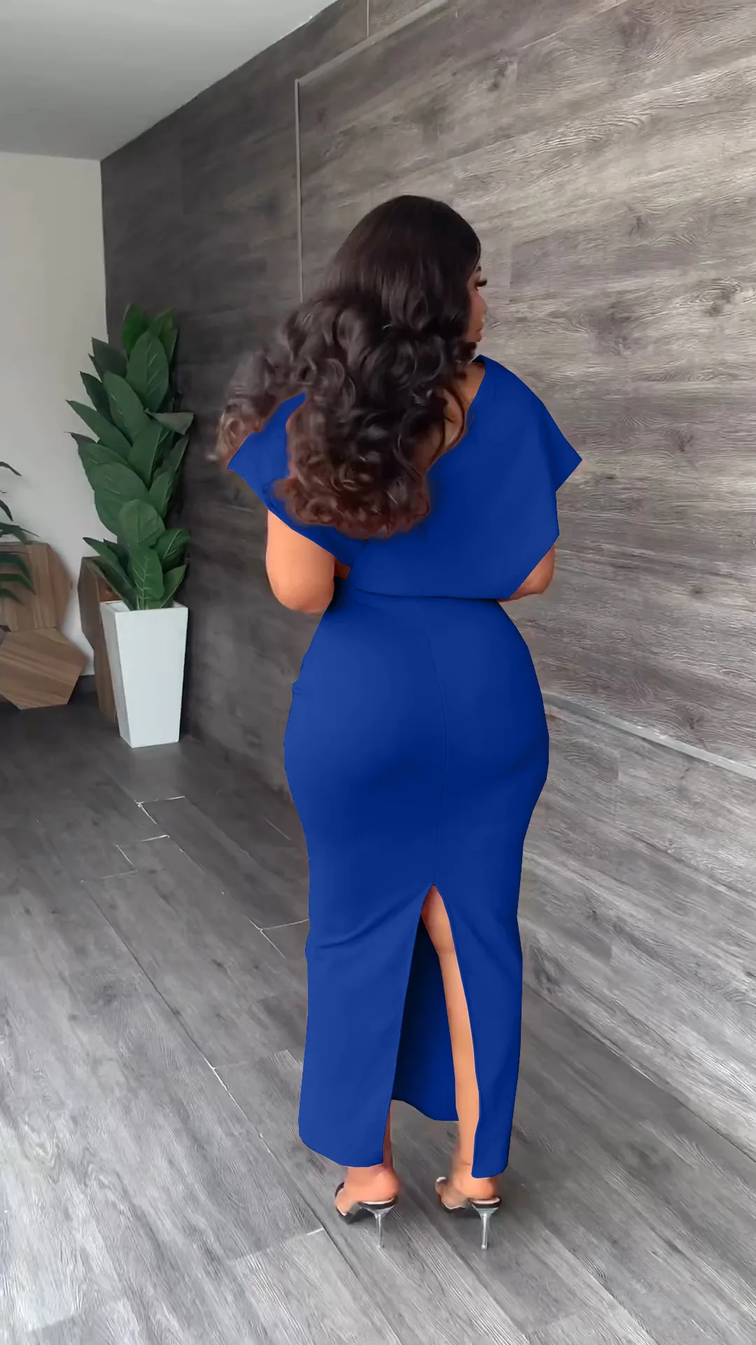 CM.YAYA Vintage Women Batwing Short Sleeve Wrap V-neck Bodycon Midi Maxi Long Dress 2023 Fashion Sexy Party Street Dresses