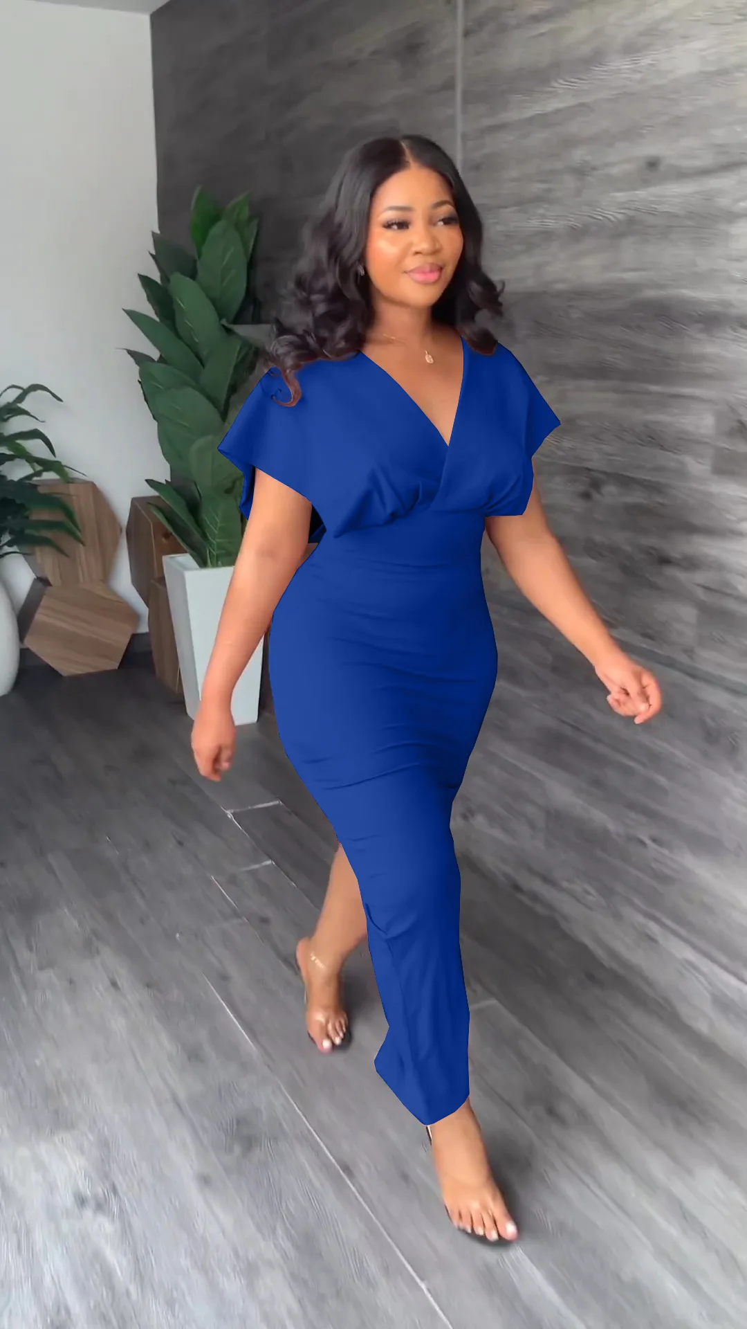 CM.YAYA Vintage Women Batwing Short Sleeve Wrap V-neck Bodycon Midi Maxi Long Dress 2023 Fashion Sexy Party Street Dresses