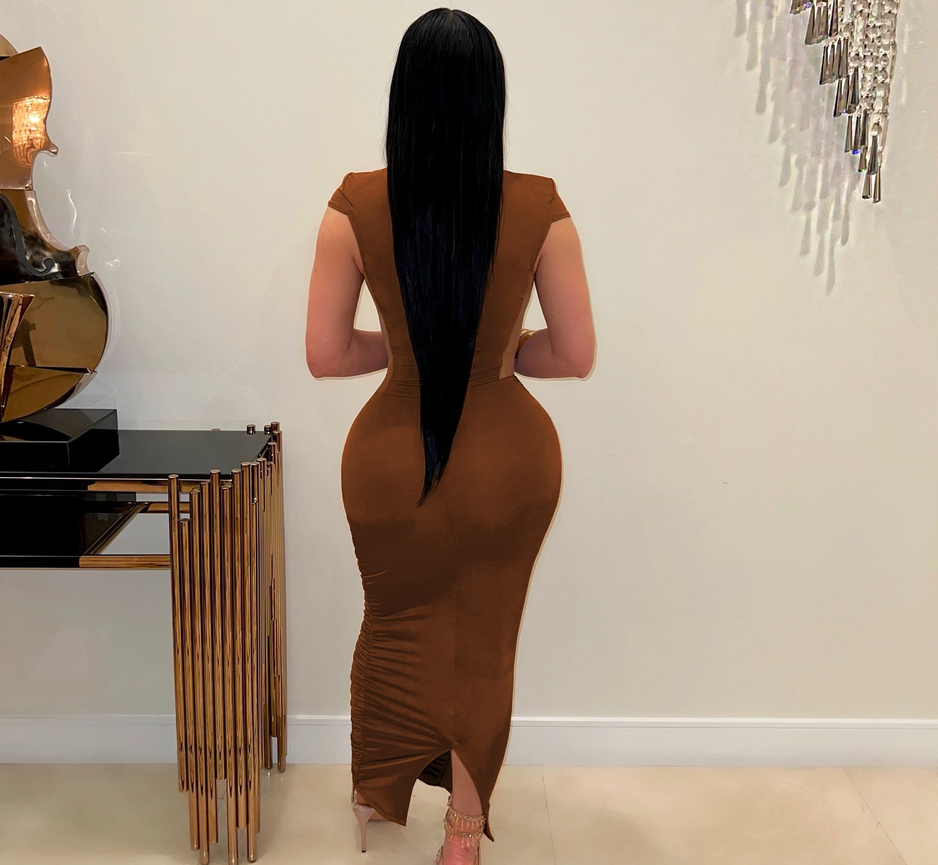 CM.YAYA Summer Sleeveless O-Neck Ruched Mesh See Through Long Maxi Dress Sexy Street Women Lady Club Party Night Vestido Dresses