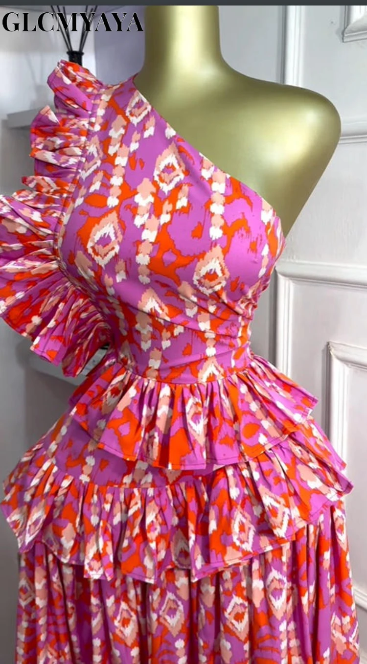 CM.YAYA Women Sleeveless One Shoulder Skew Collar Ruffles Midi Maxi Long Dress Sexy Street Birthday Party Evening Trendy Dresses CM.YAYA Women Sleeveless One Shoulder Skew Collar Ruffles Midi Maxi Long Dress Sexy Street Birthday Party Evening Trendy Dresses