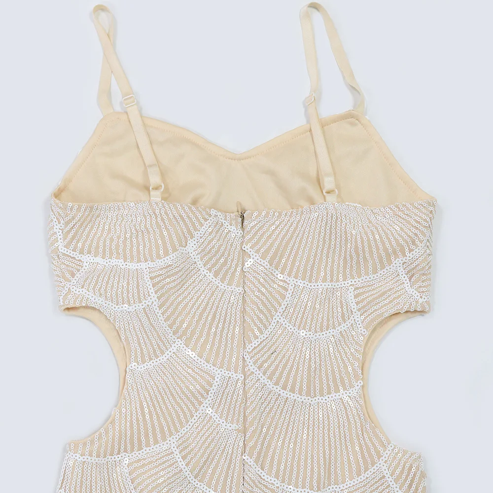 CM.YAYA 2025 Summer Women Sequins Beading Strap Sleeveless Bodycon Maxi Long Dress Sexy Night Evening Birthday Party Dresses