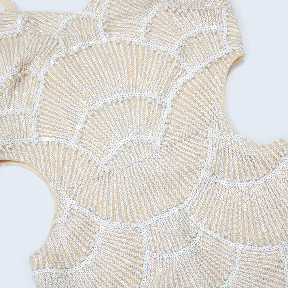 CM.YAYA 2025 Summer Women Sequins Beading Strap Sleeveless Bodycon Maxi Long Dress Sexy Night Evening Birthday Party Dresses