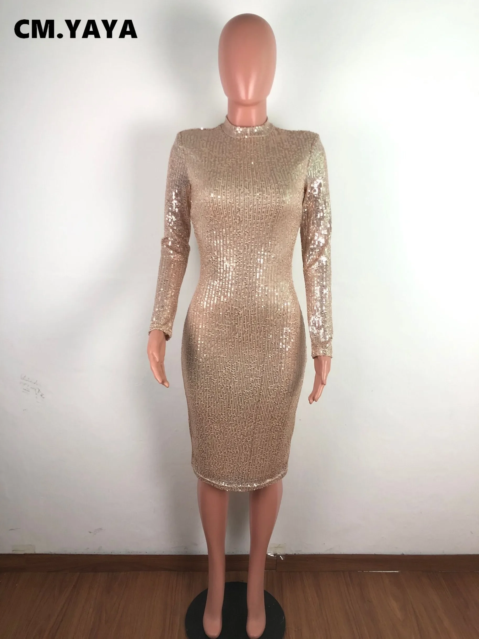 CM.YAYA Spring Winter Dress Women Sequined Sexy Full Sleeve Bodycon O-Neck Night Club Party Street Bandage Midi Pencil Dresses CM.YAYA Spring Winter Dress Women Sequined Sexy Full Sleeve Bodycon O-Neck Night Club Party Street Bandage Midi Pencil Dresses