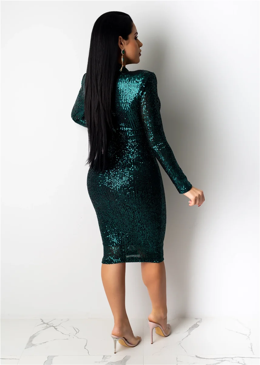 CM.YAYA Spring Winter Dress Women Sequined Sexy Full Sleeve Bodycon O-Neck Night Club Party Street Bandage Midi Pencil Dresses CM.YAYA Spring Winter Dress Women Sequined Sexy Full Sleeve Bodycon O-Neck Night Club Party Street Bandage Midi Pencil Dresses