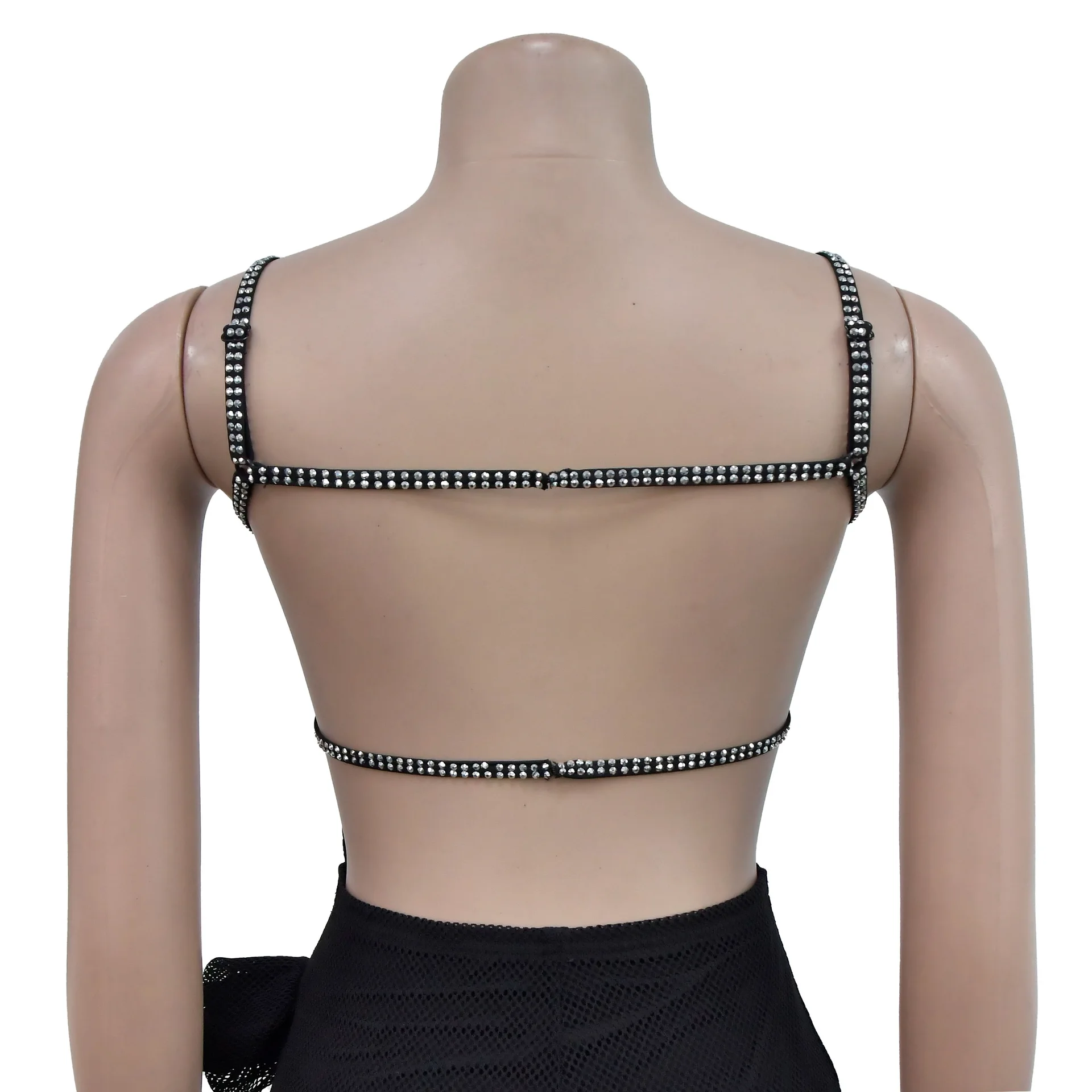 CM.YAYA Women Spaghetti Strap Diamonds Hot Rhinestones High Side Split Mesh Maxi Dress 2024 Sexy Club Even Party Dresses Vestido