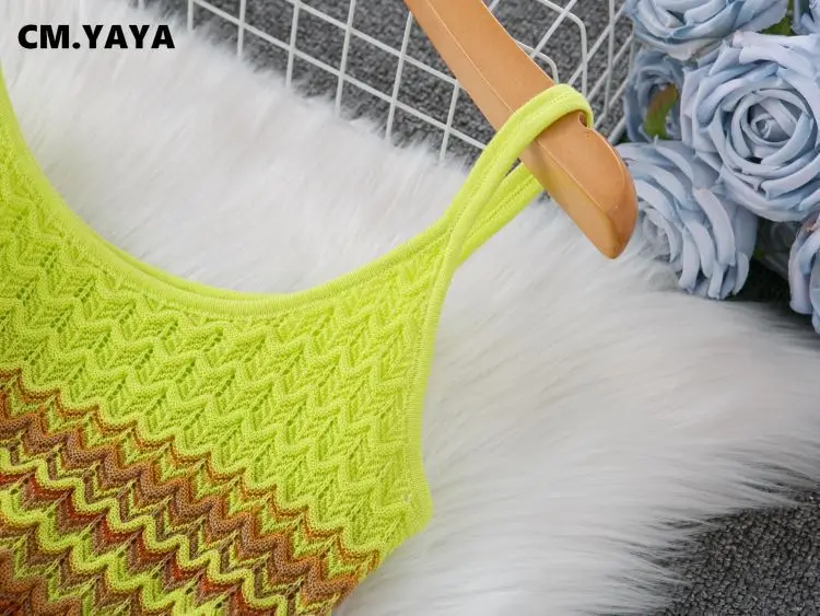 CM.YAYA Women Wave Striped Sleeveless Knit Ribbed Tank Bodycon Midi Long Maxi Dress 2025 Streetwear Fashion Chic Dresses Vestido