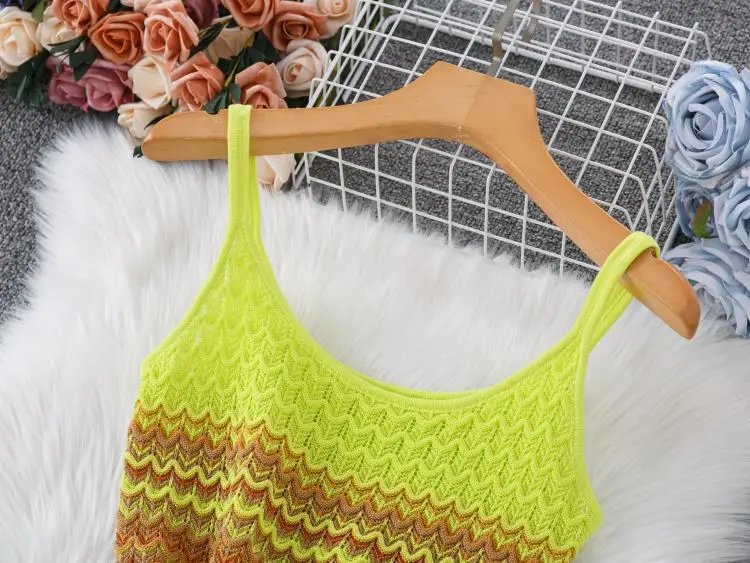 CM.YAYA Women Wave Striped Sleeveless Knit Ribbed Tank Bodycon Midi Long Maxi Dress 2025 Streetwear Fashion Chic Dresses Vestido