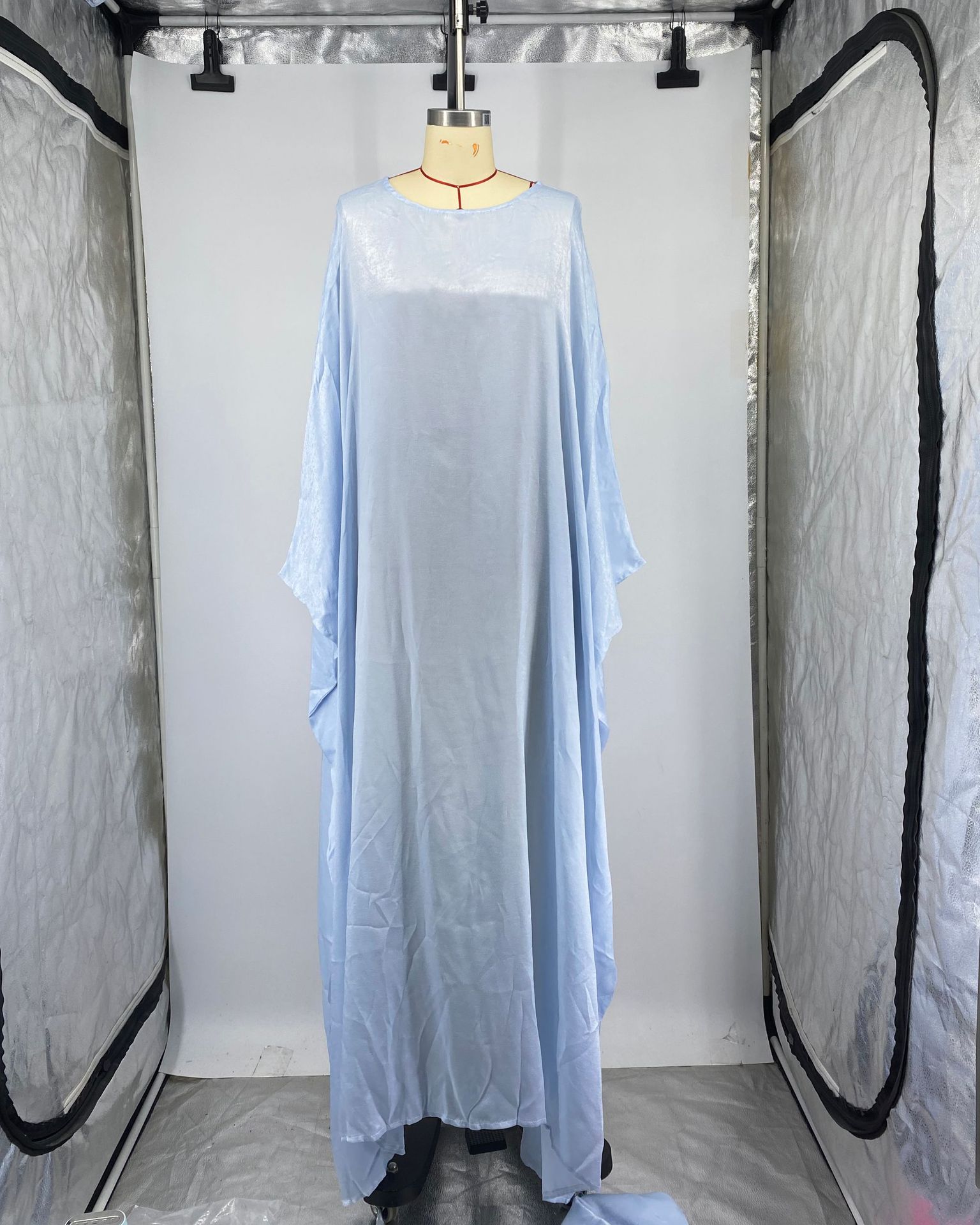 CM.YAYA Women Loose O-neck Full Batwing Sleeve Long Maxi Dress Summer Satin Vintage Africa Streetwear Vestido Evening Dresses