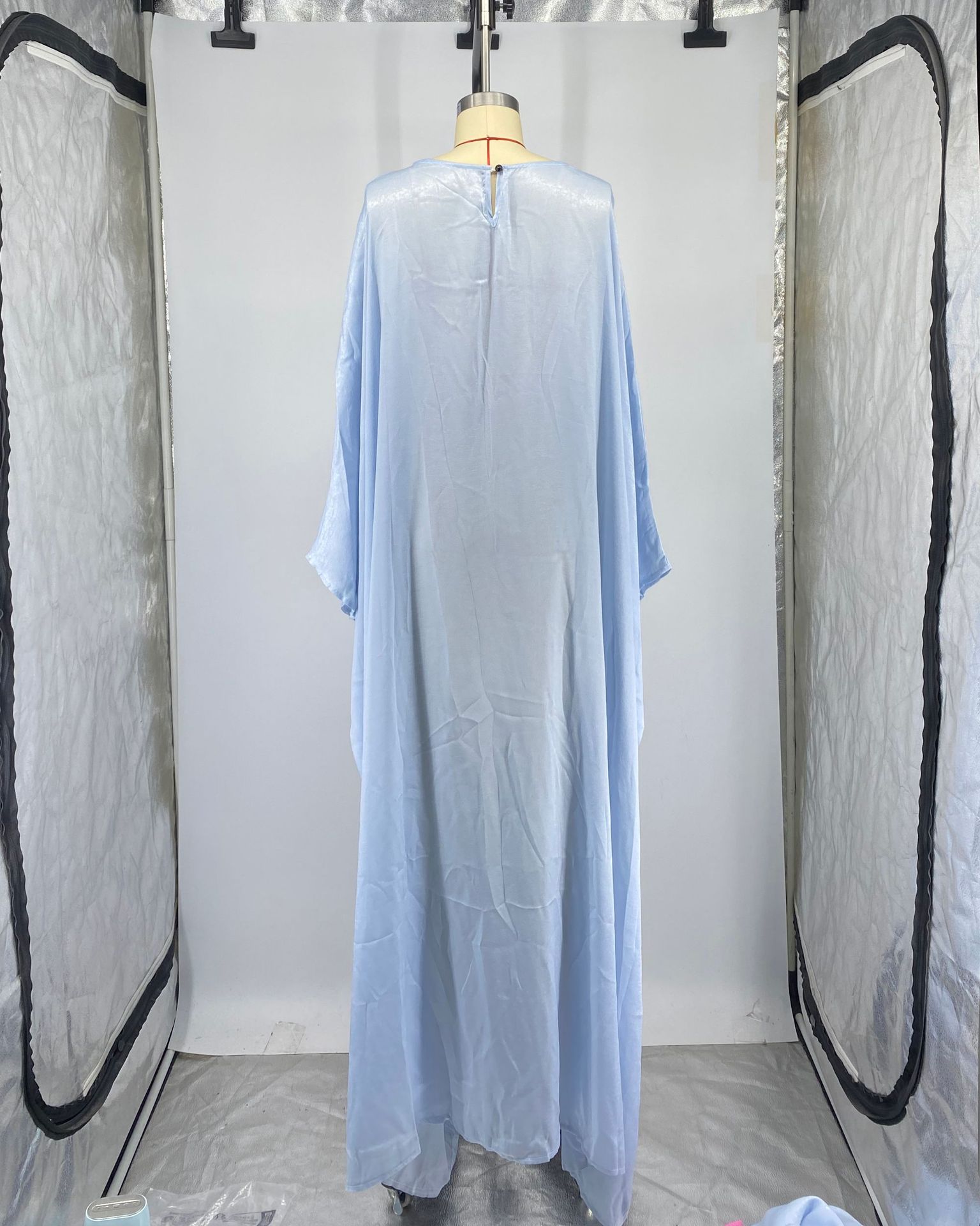 CM.YAYA Women Loose O-neck Full Batwing Sleeve Long Maxi Dress Summer Satin Vintage Africa Streetwear Vestido Evening Dresses