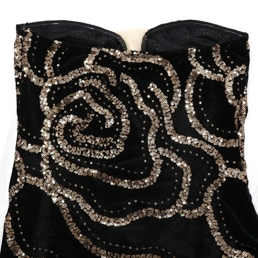 CM.YAYA 2024 Fall Floral Sequined Strapless Women Sleeveless Long Dress Sexy Birthday Party Evening Prom Maxi Dresses Vestidos