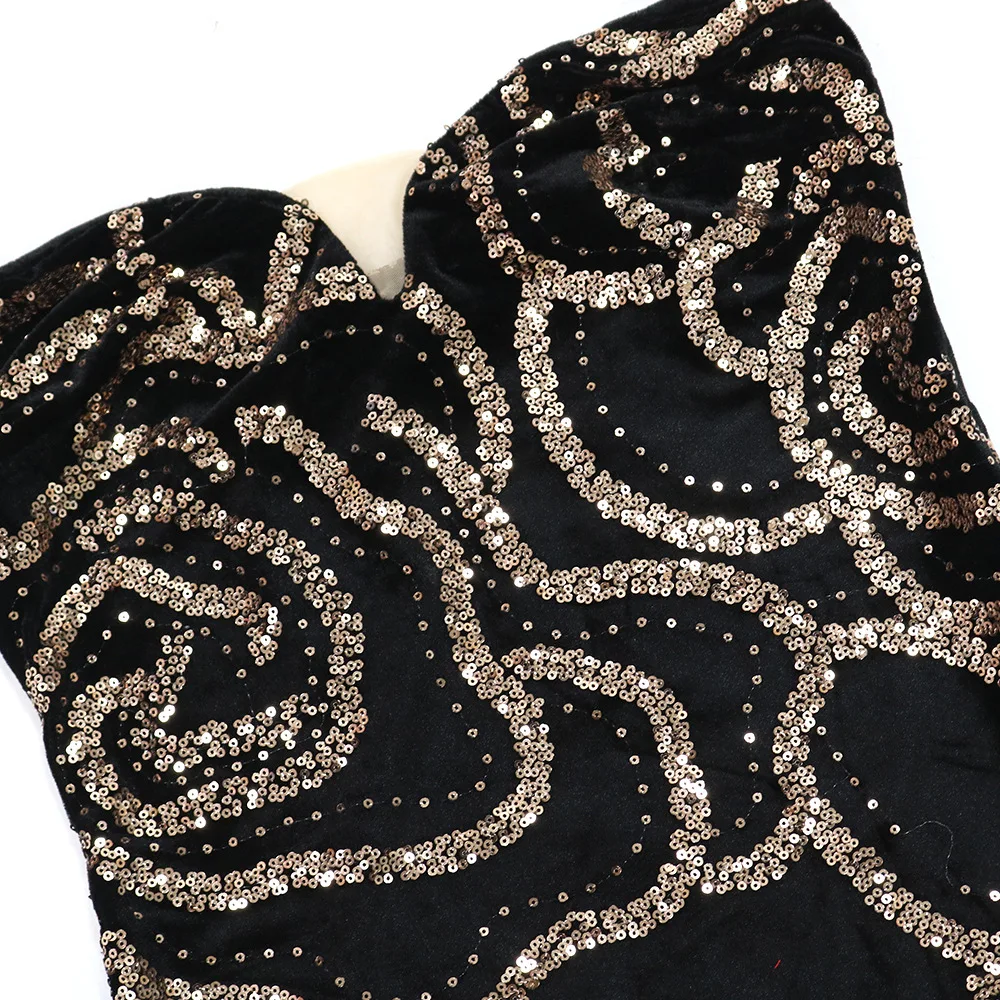 CM.YAYA 2024 Fall Floral Sequined Strapless Women Sleeveless Long Dress Sexy Birthday Party Evening Prom Maxi Dresses Vestidos